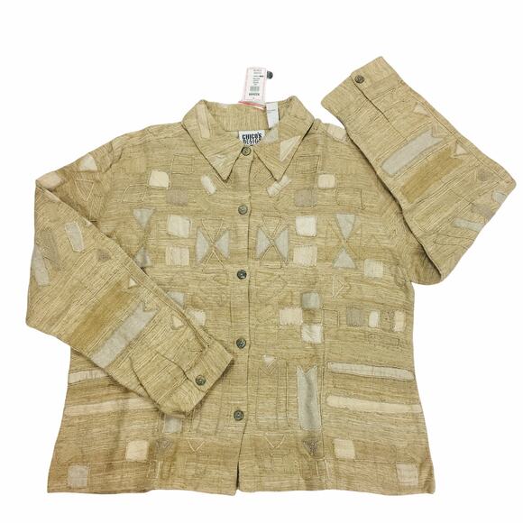 Chico's Sierra Patchwork Silk Cotton Women's Jacket Size XL - Picture 1 of 8